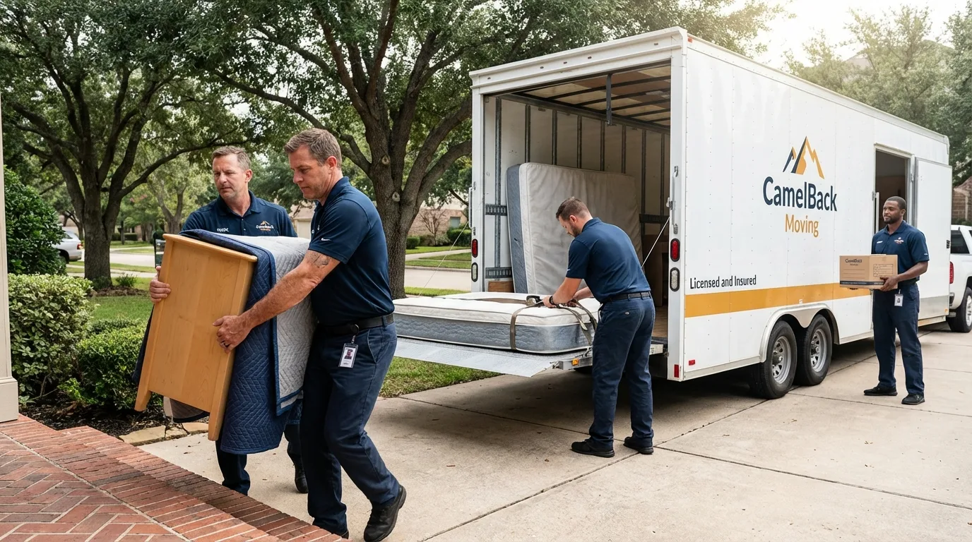 Crew loading residential truck for cross-state move from Pelham, NY